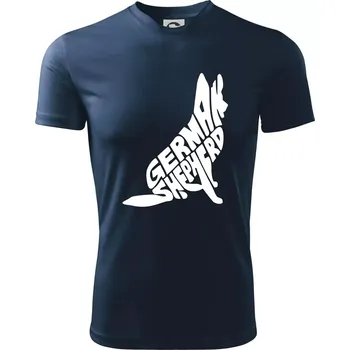 Německý ovčák sedící napis - Dětské triko sportovní (dresovina) - 158 cm/12 let ( Námořní modrá (velmi tmavá - téměř černá) )