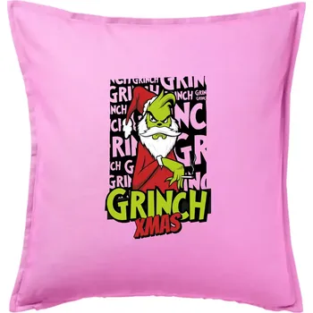 Polštář Grinch Xmas - Polštář 50x50 - 50x50 - Pouze potah ( Růžová )