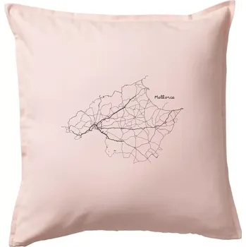 Polštář Mallorca - silniční mapa - Polštář 50x50 - 50x50 - Pouze potah ( Světle růžová )