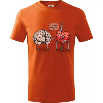 Chlapecké tričko Mozek a srdce - poučení (Hana-creative) - Tričko dětské bavlněné - 158 cm/12 let ( Oranžová )