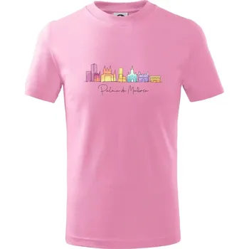 Mallorca - Siluety památek - barevné - Tričko dětské bavlněné - 146 cm/10 let ( Růžová )
