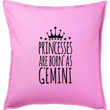 Polštář Princesses are born as Gemini - Blíženci - Polštář 50x50 - 50x50 - Pouze potah ( Růžová )