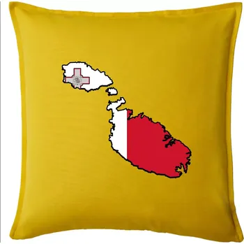 Polštář Mapa Malta s vlajkou - Polštář 50x50 - 50x50 - Pouze potah ( Žlutá )