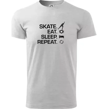 Pánské tričko Eat sleep skate - lední bruslení - Triko extra velké (5-8XL) - 6XL ( Světlešedý Melír )