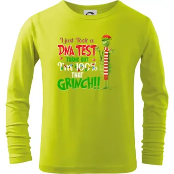 Dětská móda DNA test Grinch - Triko dětské Long Sleeve - 122 cm/6 let ( Limetková )