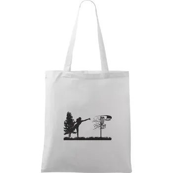 Nákupní taška Disc golf - žena černý obrázek - Taška bavlněná - 42 x 38 cm ( Bílá )