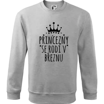 Princezny se rodí v březnu - Mikina Essential dětská - 158 cm/12 let ( Světlešedý Melír )