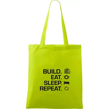 Build eat sleep repeat - cihly - Taška bavlněná - 42 x 38 cm ( Limetková )
