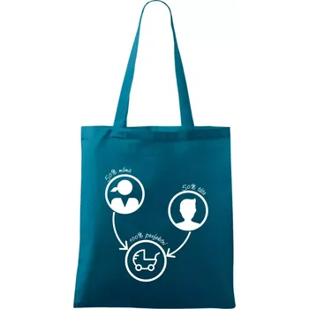 50% máma 50% táta = 100 perfektní - Taška bavlněná - 42 x 38 cm ( Petrolejová )