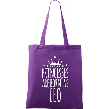 Princesses are born as Leo - Lev - Taška bavlněná - 42 x 38 cm ( Fialová )