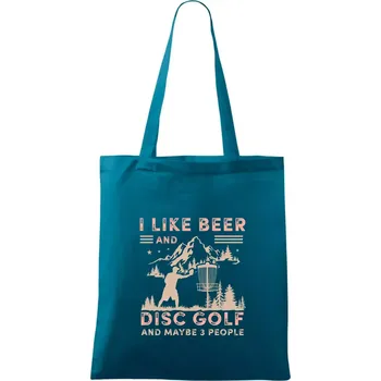 Nákupní taška I like beer and disc golf - Taška bavlněná - 42 x 38 cm ( Petrolejová )