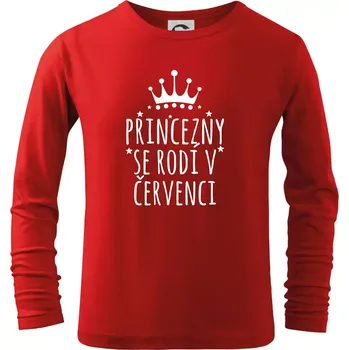Chlapecké tričko Princezny se rodí v červenci - Triko dětské Long Sleeve - 122 cm/6 let ( Červená )