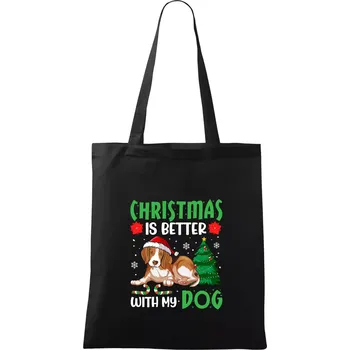 Christmas is better with my dog - Taška bavlněná - 42 x 38 cm ( Černá )