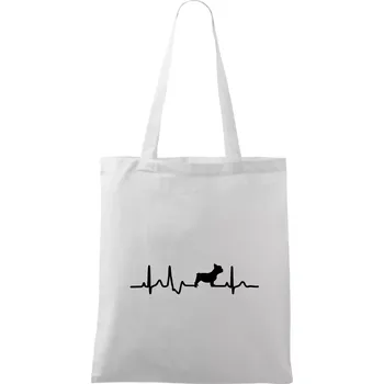 EKG Francouzský buldoček z boku - Taška bavlněná - 42 x 38 cm ( Bílá )