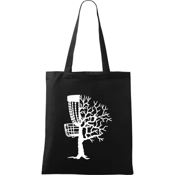 Nákupní taška Disc golf pozor strom - Taška bavlněná - 42 x 38 cm ( Černá )
