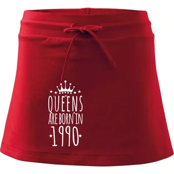 Dámská sukně Queens are born in 1990 - Sportovní sukně - two in one - L ( Červená )