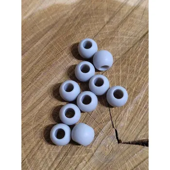 Korálek Plastové korálky matné s velkým průvlekem 10x12 mm barva šedá světlá
