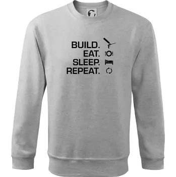 Build eat sleep repeat - montážní pěna - Mikina Essential dětská - 158 cm/12 let ( Světlešedý Melír )