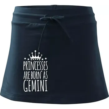 Dámská sukně Princesses are born as Gemini - Blíženci - Sportovní sukně - two in one - XS ( Námořní modrá (velmi tmavá - téměř černá) )
