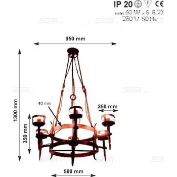 Dekorativní svítidlo 5588 kovaný lustr pro 6 žárovek