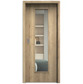 Interiérové dveře SAPELI ELEGANT KOMFORT M55 - CPL LAMINÁT - POSUVNÉ DVEŘE VČ. ZÁRUBNĚ - Dub Halifax Průchozí šířka (cm): 80, Průchozí výška (cm): 197, Typ skla: Čiré sklo