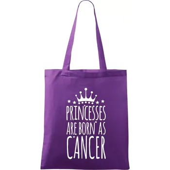 Princesses are born as Cancer - Rak - Taška bavlněná - 42 x 38 cm ( Fialová )
