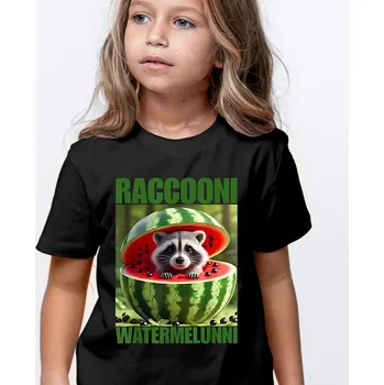 Tričko Italian Brainrot - Raccooni Watermelunni Barva: Černá, Velikost: 158 cm/12 let, Střih: Dámské