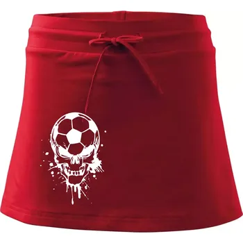 Dámská sukně Fotbal lebka splash - Sportovní sukně - two in one - XS ( Červená )