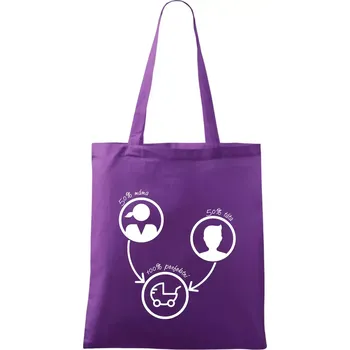 50% máma 50% táta = 100 perfektní - Taška bavlněná - 42 x 38 cm ( Fialová )