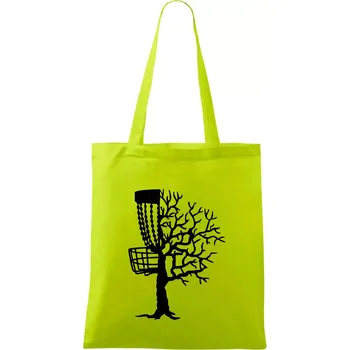 Disc golf pozor strom - Taška bavlněná - 42 x 38 cm ( Limetková )