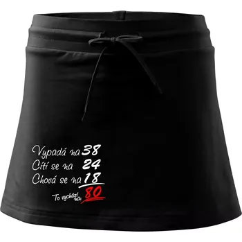 Dámská sukně Vypadá, cítí se, chová se - 80 let - Sportovní sukně - two in one - XS ( Černá )