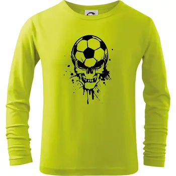 Dětská móda Fotbal lebka splash - Triko dětské Long Sleeve - 104-110cm / 3-4 roky ( Limetková )