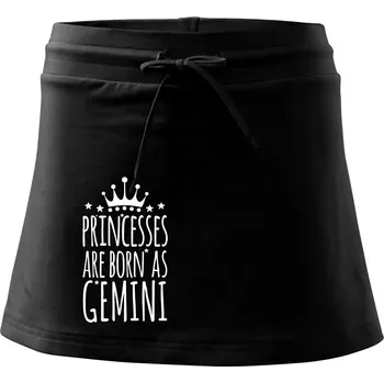 Dámská sukně Princesses are born as Gemini - Blíženci - Sportovní sukně - two in one - S ( Černá )