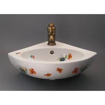 Umyvadlo Umývátko rohové 33,5x33,5cm dekorované