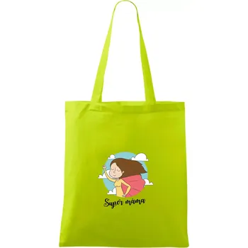 Kreslený obrázek Super máma - Taška bavlněná - 42 x 38 cm ( Limetková )