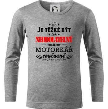Chlapecké tričko Je těžké být tak neodolatelný - motorkář - Triko dětské Long Sleeve - 122 cm/6 let ( Tmavě šedý melír )