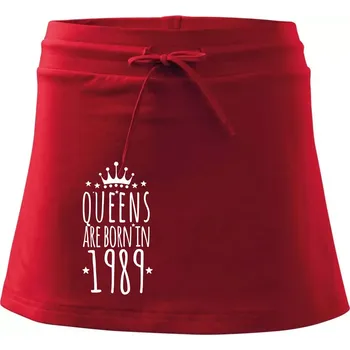 Dámská sukně Queens are born in 1989 - Sportovní sukně - two in one - M ( Červená )