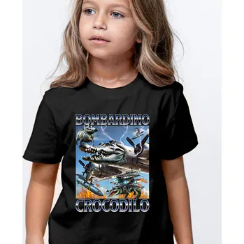 Chlapecké tričko Tričko Italian Brainrot - Bombardino Crocodilo Barva: Černá, Velikost: 122 cm/6 let, Střih: Dámské