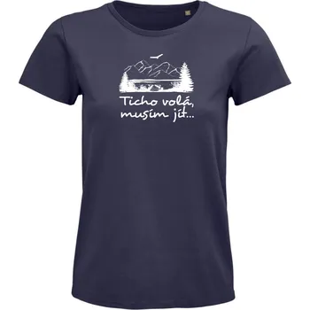 Dámské tričko Dámské tričko "Ticho volá, musím jít" Velikost: XXL, Barva: Šedá