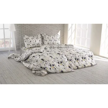 Povlečení Polášek Povlečení krep 5920-02 100% bavlna Šedá květiny 140x200 / 70x90