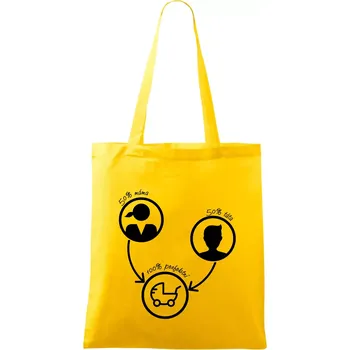 50% máma 50% táta = 100 perfektní - Taška bavlněná - 42 x 38 cm ( Žlutá )
