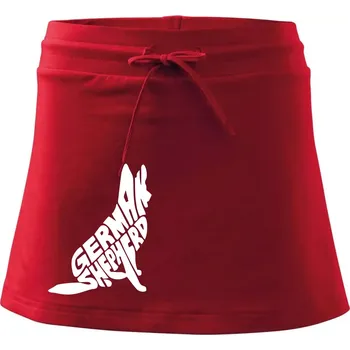 Dámská sukně Německý ovčák sedící napis - Sportovní sukně - two in one - XL ( Červená )