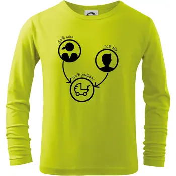 50% máma 50% táta = 100 perfektní - Triko dětské Long Sleeve - 146 cm/10 let ( Limetková )
