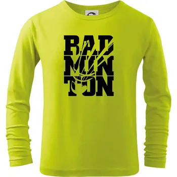 Dětská móda Badminton nápis - Triko dětské Long Sleeve - 146 cm/10 let ( Limetková )