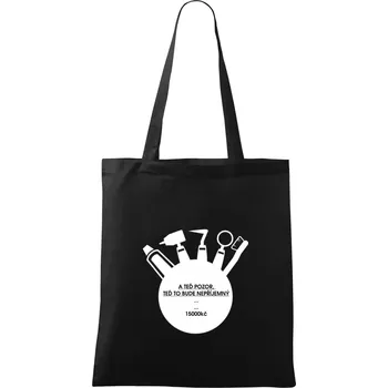 Nákupní taška U zubaře teď to bude nepříjemný - Taška bavlněná - 42 x 38 cm ( Černá )