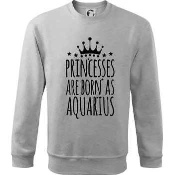Chlapecké tričko Princesses are born as Aquarius - Vodnář - Mikina Essential dětská - 158 cm/12 let ( Světlešedý Melír )