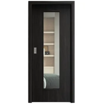 Interiérové dveře SAPELI ELEGANT KOMFORT M55 - CPL LAMINÁT - POSUVNÉ DVEŘE VČ. ZÁRUBNĚ - Ořech královský Průchozí šířka (cm): 80, Průchozí výška (cm): 197, Typ skla: Čiré sklo