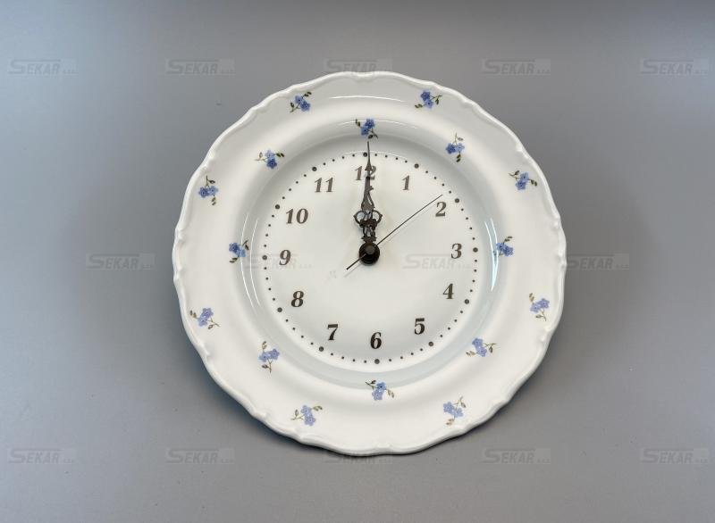 Porcelánové hodiny talíř 27cm Pomněnka rozházená