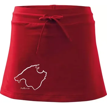 Dámská sukně Mallorca - obrys ostrova - Sportovní sukně - two in one - XS ( Červená )