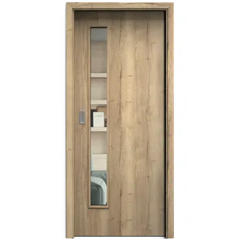 Interiérové dveře SAPELI ELEGANT KOMFORT M60 - CPL LAMINÁT - POSUVNÉ DVEŘE VČ. ZÁRUBNĚ - Dub Halifax Průchozí šířka (cm): 90, Průchozí výška (cm): 197, Typ skla: Čiré sklo